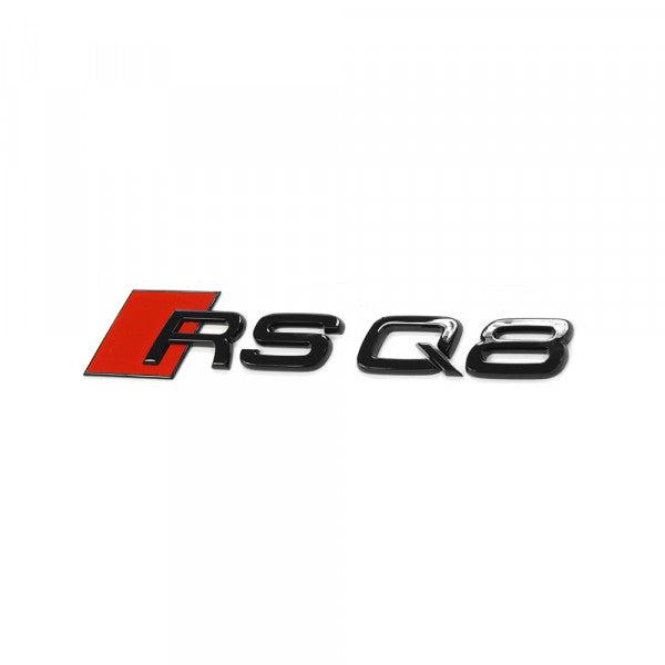 Originalt emblem/logo til Audi RSQ8 Black Glossy i svart blank finish, til bakluke