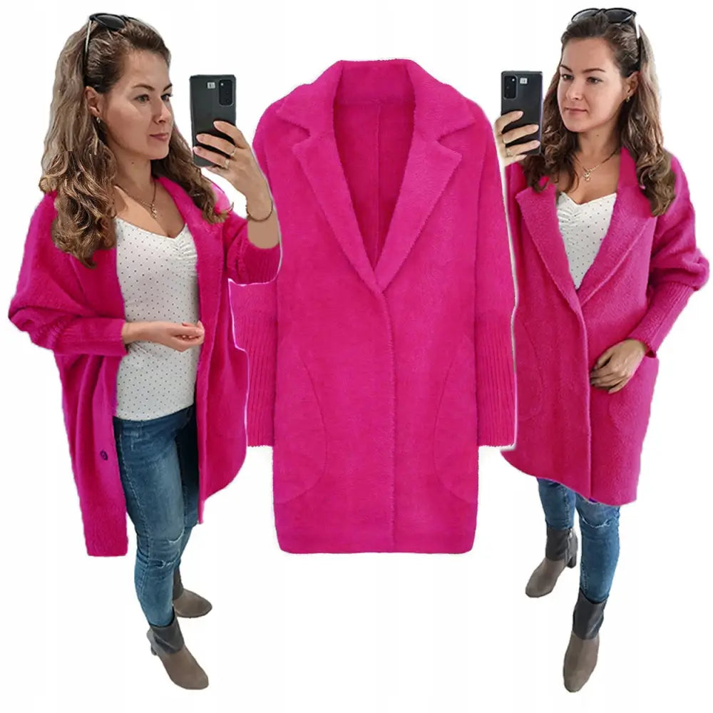 Alpakkafrakk Jakke Ull Mote Farger Oversize - Rosa - 1