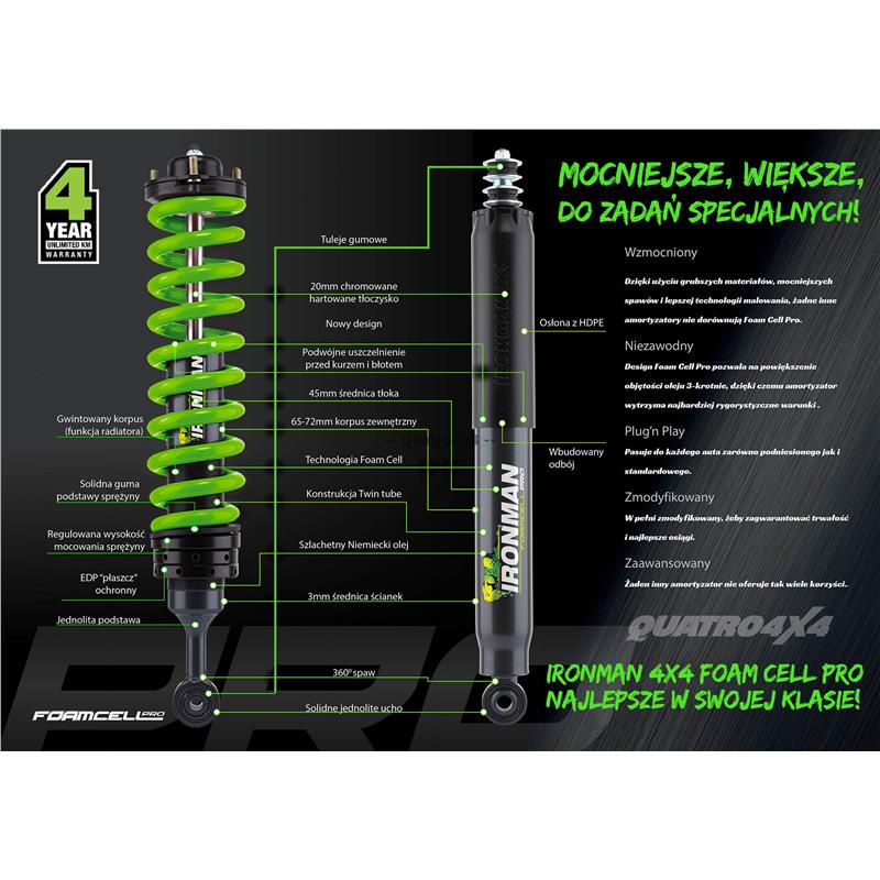 Ironman 4x4 Pro støtdemper for Toyota Hilux 05-15, byggemål 631–400 mm