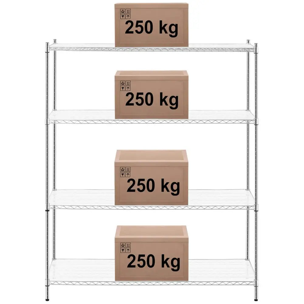 Åpen Metallhylle Med 4 Hyller + 4 Matter Til 1000 Kg 150x60x180 Cm - 6