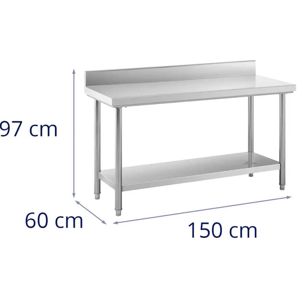 Arbeidsbenk i Gastronomisk Stil Med Kant Og Hylleform Stål 150 x 60 Cm - 7