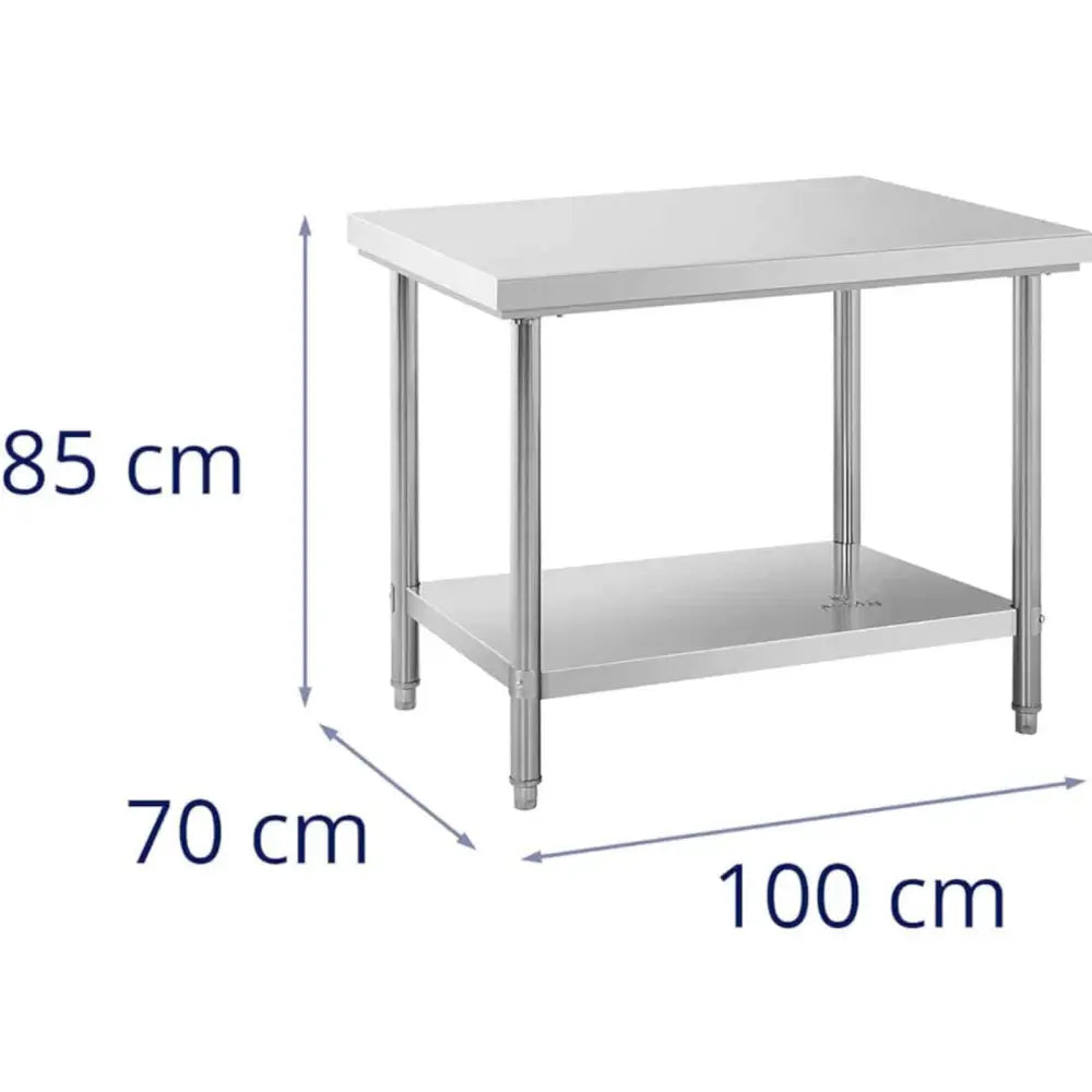 Arbeidsbenk i Rustfritt Stål Med Sentral Hylle 100 x 70 Cm - 7