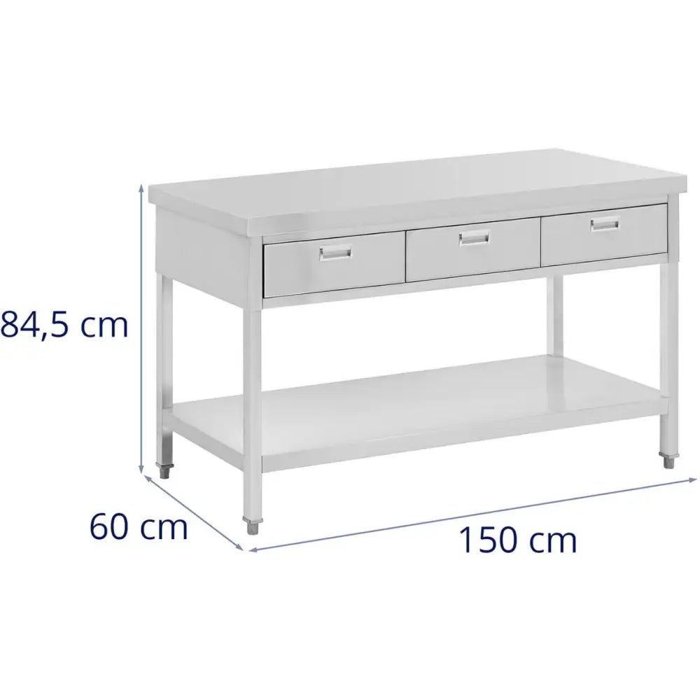 Arbeidsbenk Rustfritt Stål Med Skuffer 150 x 60 Cm - 295 Kg - 7