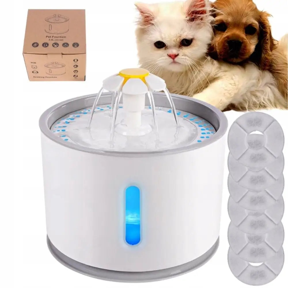 Automatisk Drikkefontene For Katt Og Hund Med Led-skål - 1
