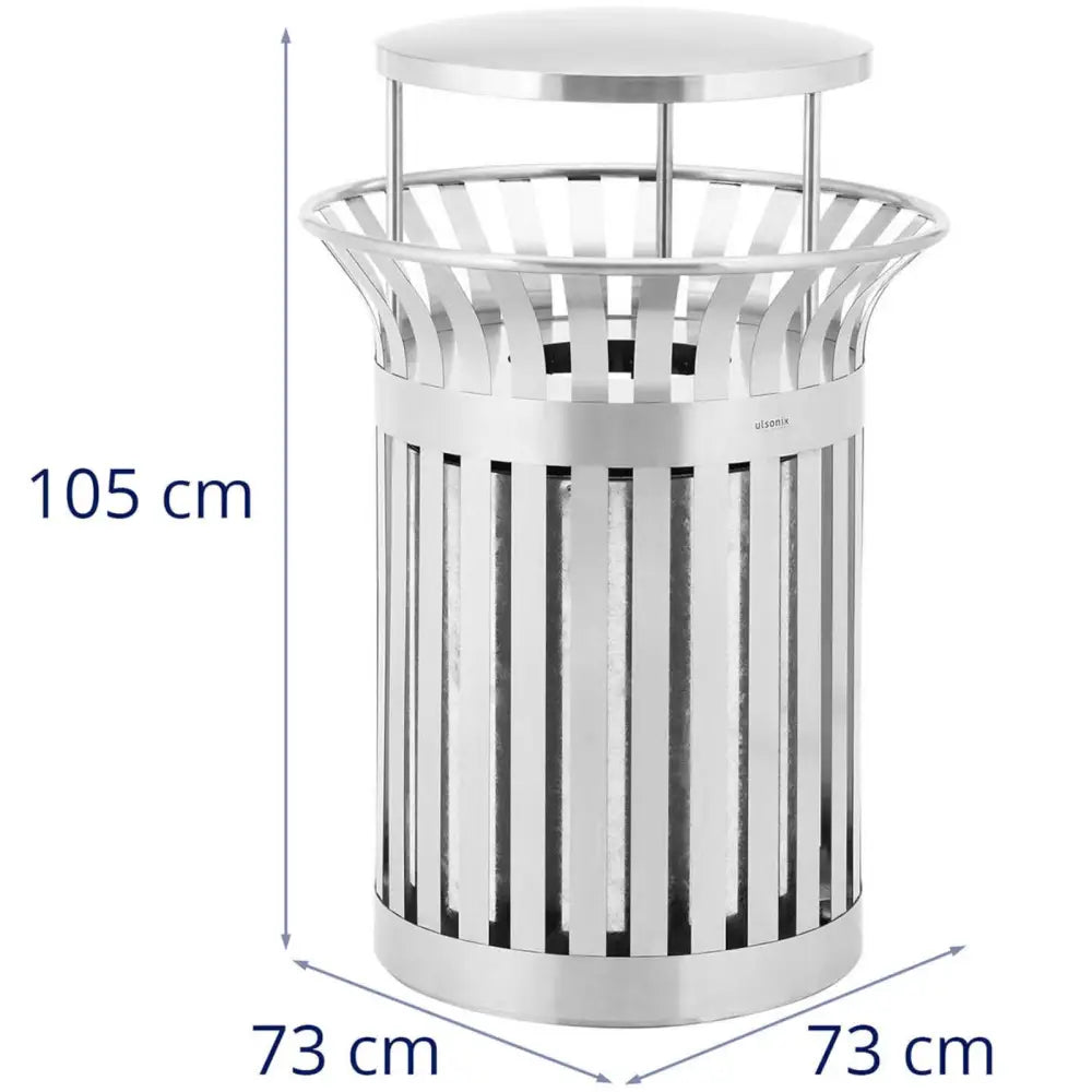 Avfallsbøtte Utendørs Rund Med Lokk 23 l Stål Sølv - 7