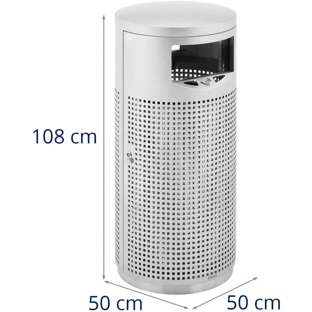 Avfallskurv For Utendørs Søppel Med Askebeger i Stål 12 l Grå - 7