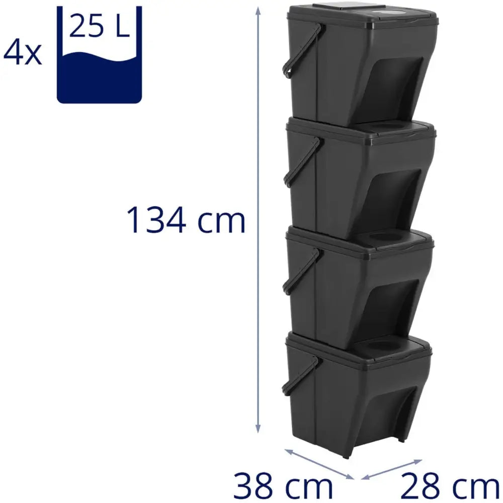 Avfallssorteringssystem 4 x 25 Liter Oppbevaringskurver - 7