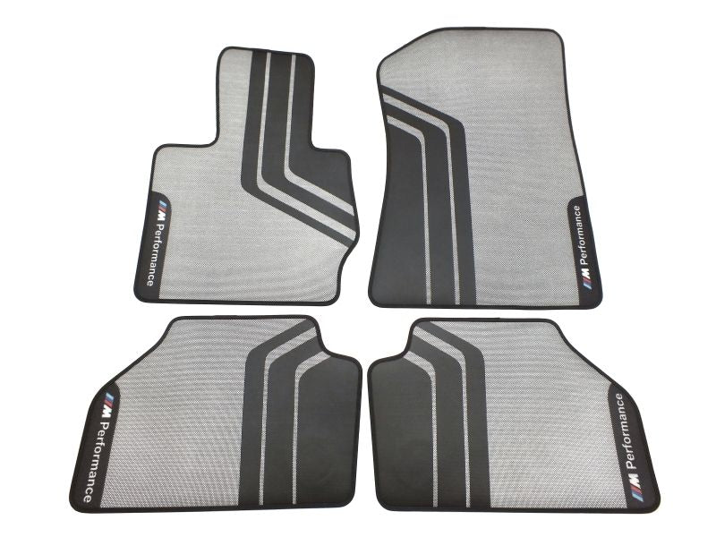 BMW OEM M Performance gulvmatter til BMW X3 (F25) 2010–2017 – Gummi + tekstil, Titanium Silver/Black