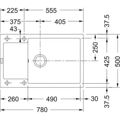 Måltegning Franke Maris MRG 611-78 XL – mål 780x500 mm
