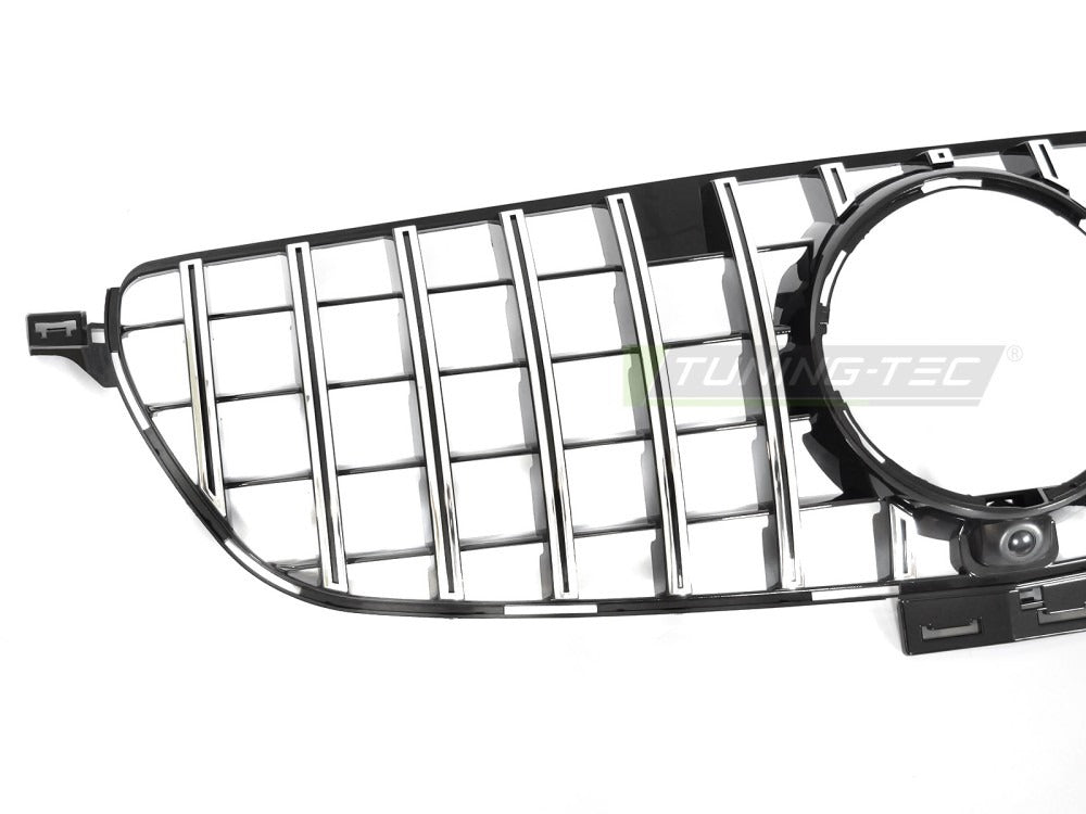 Grill Mercedes GLE W166 15-19 sett fra siden, lamellstruktur synlig.