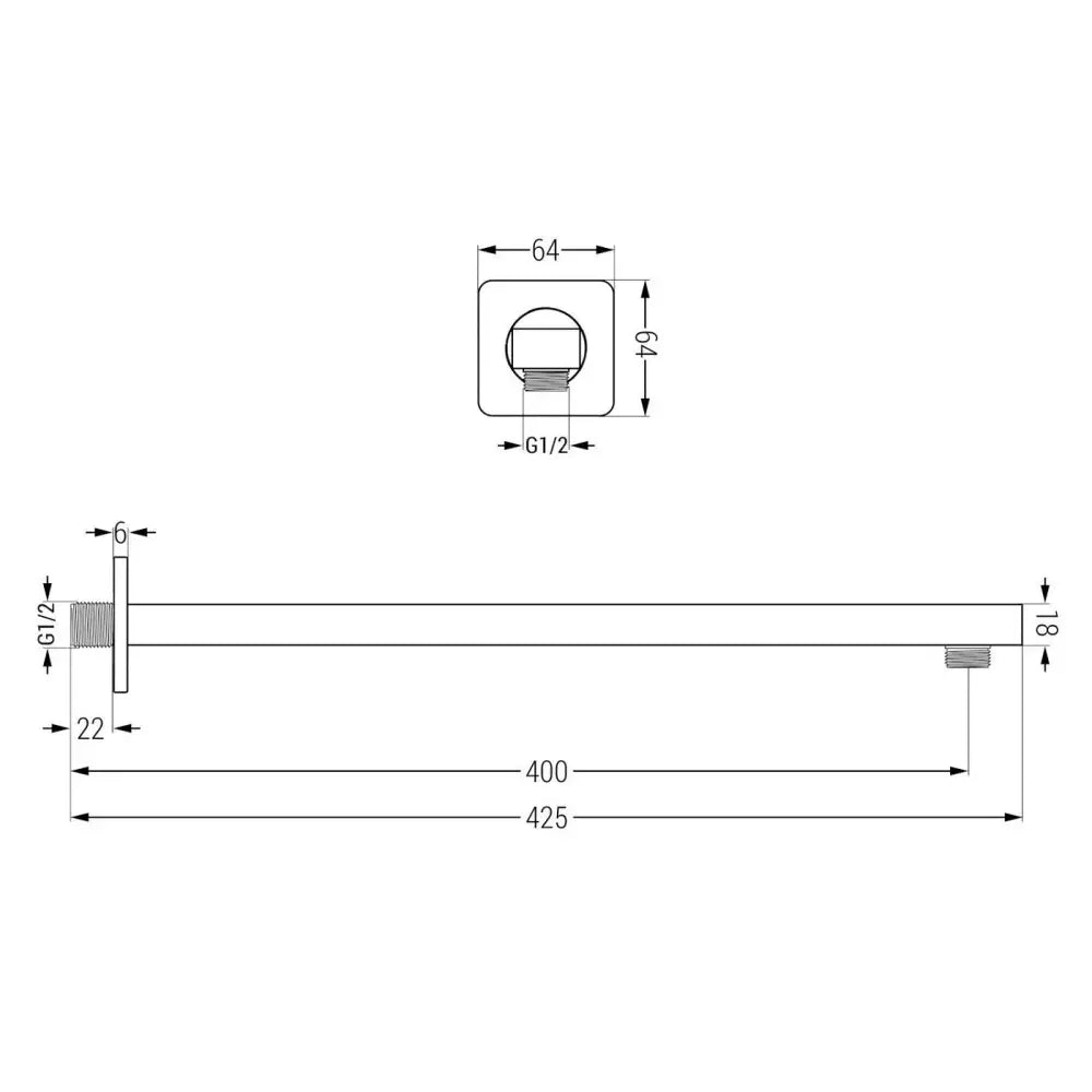 Badekararmatur Innebygd Med 25 Cm Regndusj Krom - 4