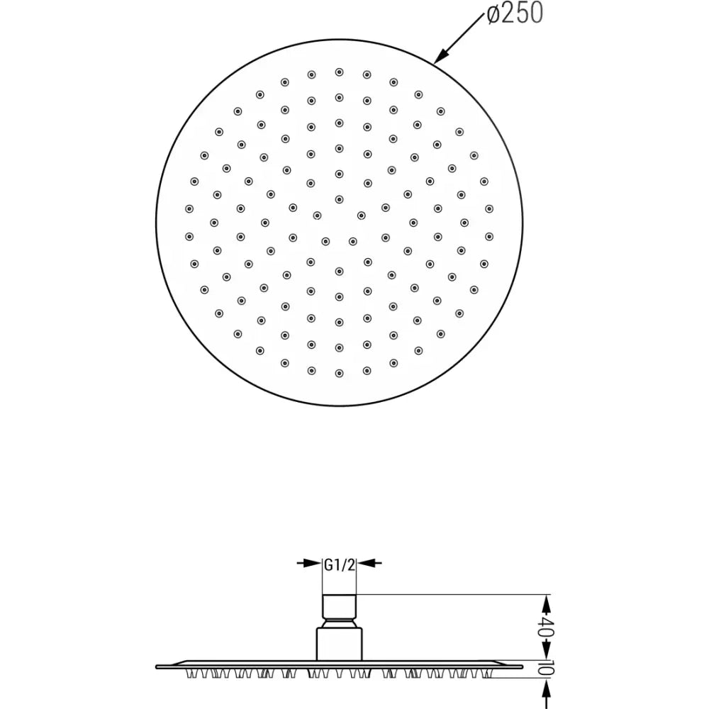 Badekararmatur Innebygd Med 25 Cm Regndusj Svart - 3