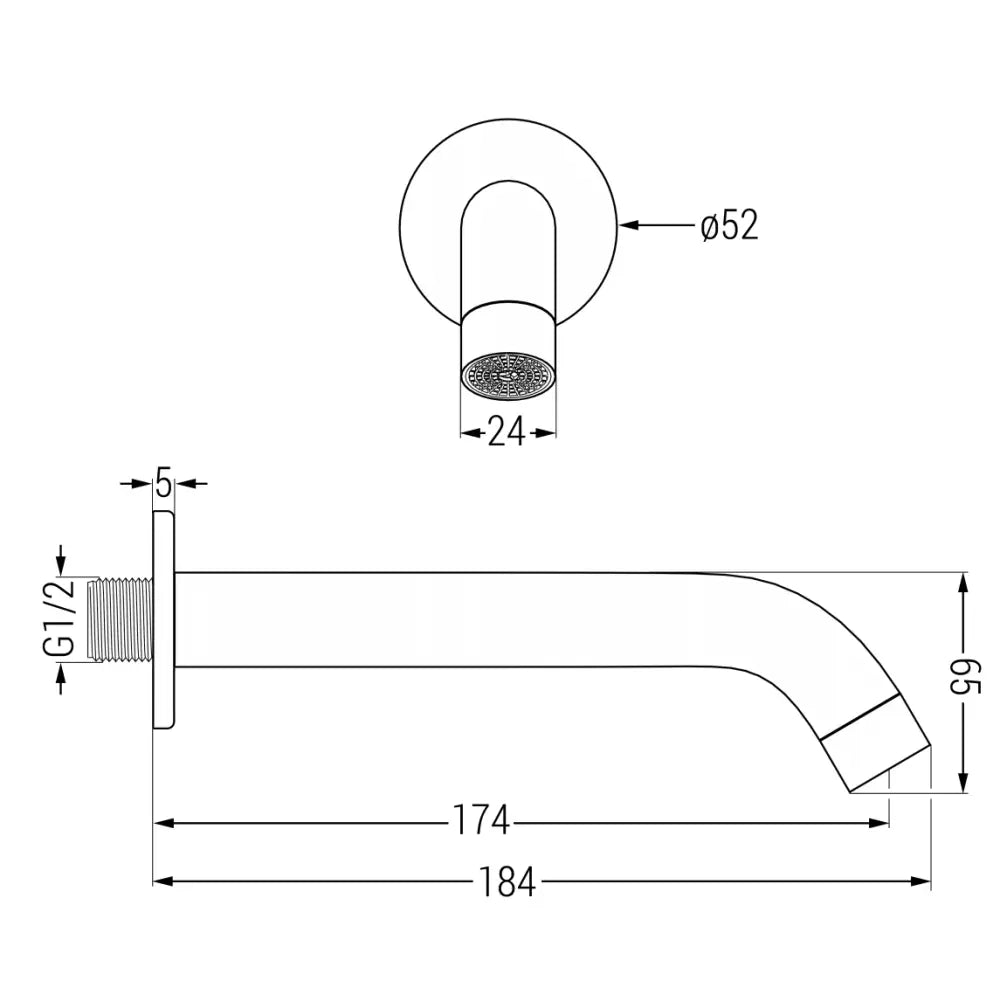 Badekararmatur Med 30 Cm Regndusj Grafitt - 5