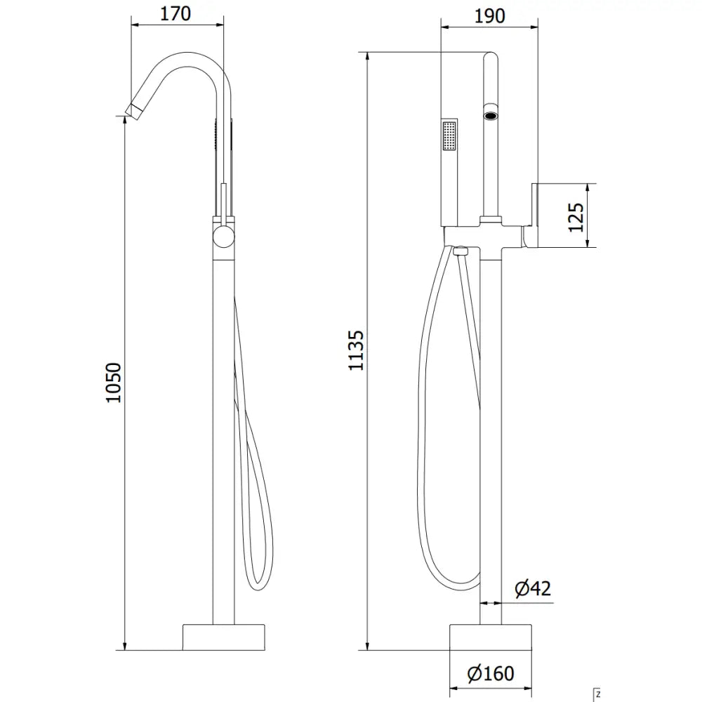 Badekarbatteri Frittstående Krom S1 - 5