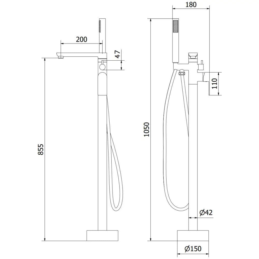 Badekarbatteri Frittstående Krom S2 - 5