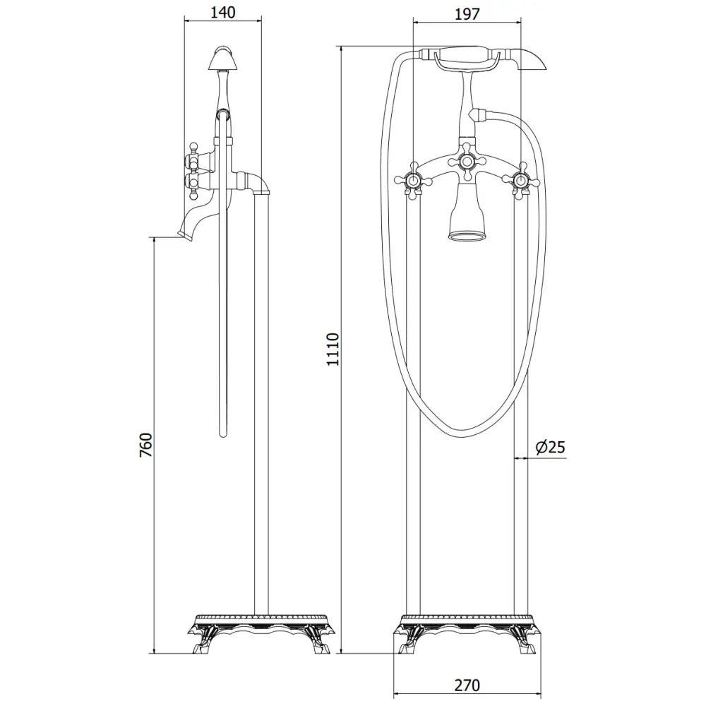 Badekarbatteri Frittstående S4 - 5