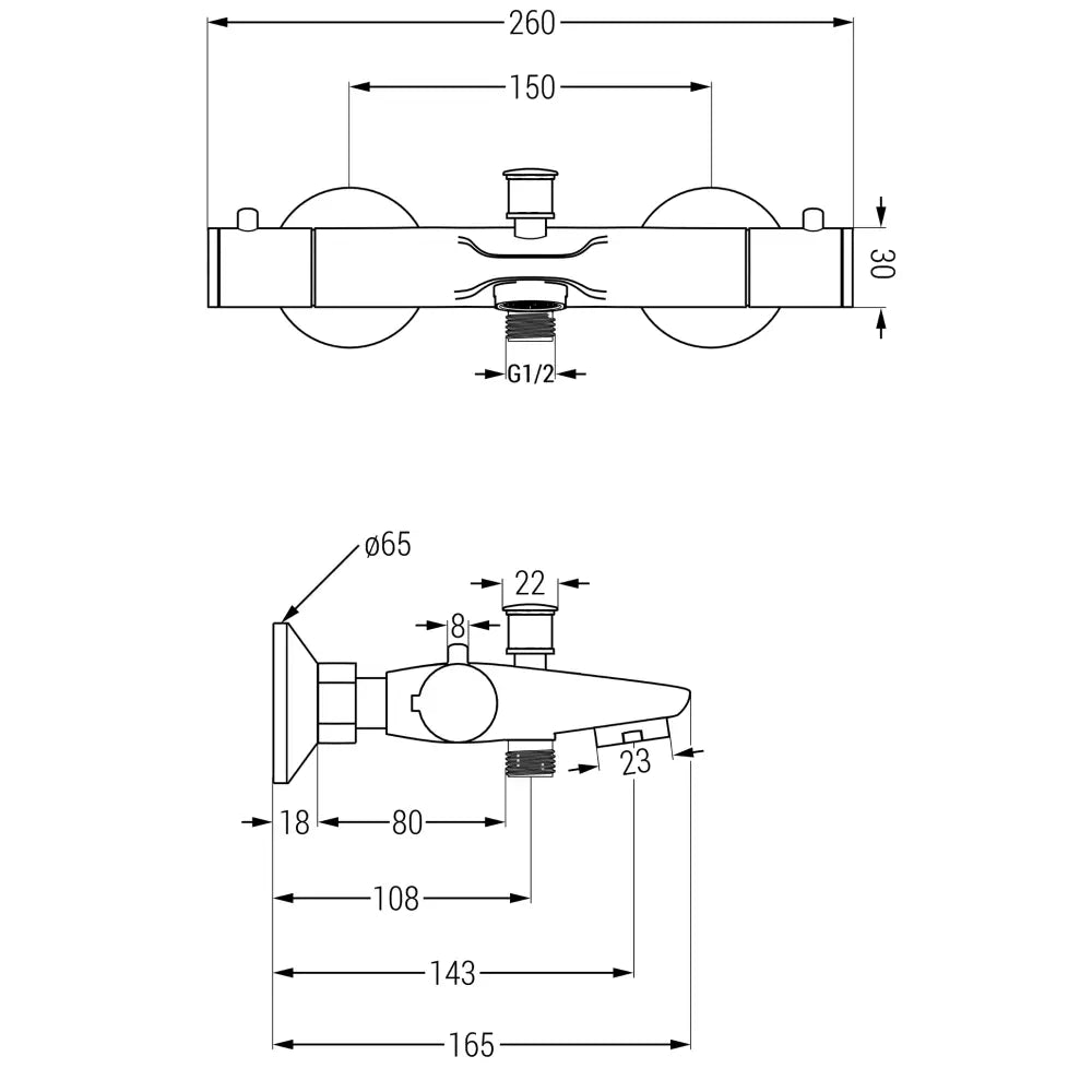 Badekarbatteri Termostatisk Krom S3 - 2