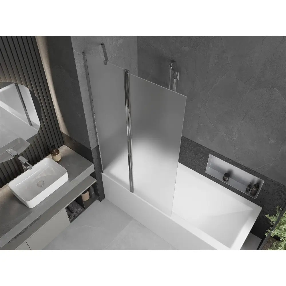 Badekarvegg 1-delt 100x150 Cm Frostet Krom