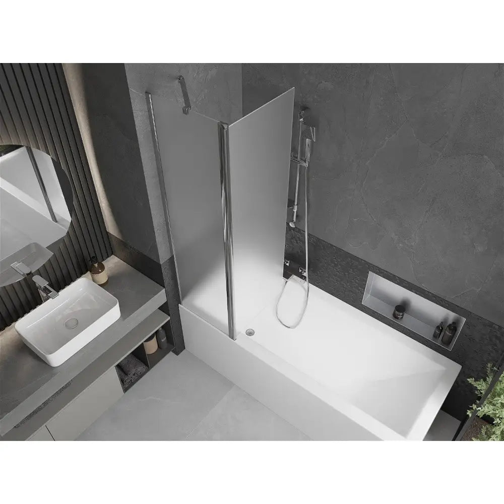 Badekarvegg 1-delt 100x150 Cm Frostet Krom