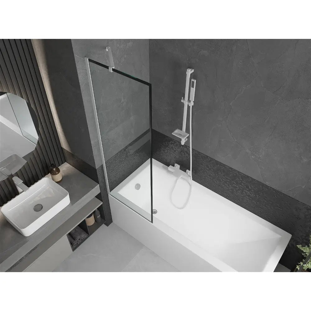Badekarvegg 1-delt 60x150 Cm Svart Mønster Hvit S1