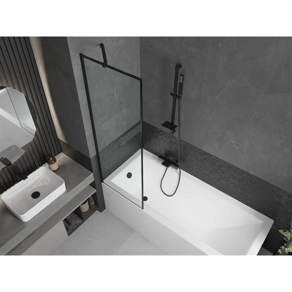 Badekarvegg 1-dørs 60x150 Cm Svart Mønster Svart S1