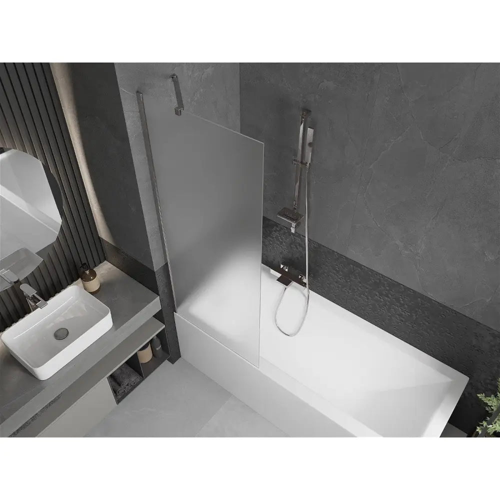 Badekarvegg 1-dørs 70x150 Cm Frostet Krom
