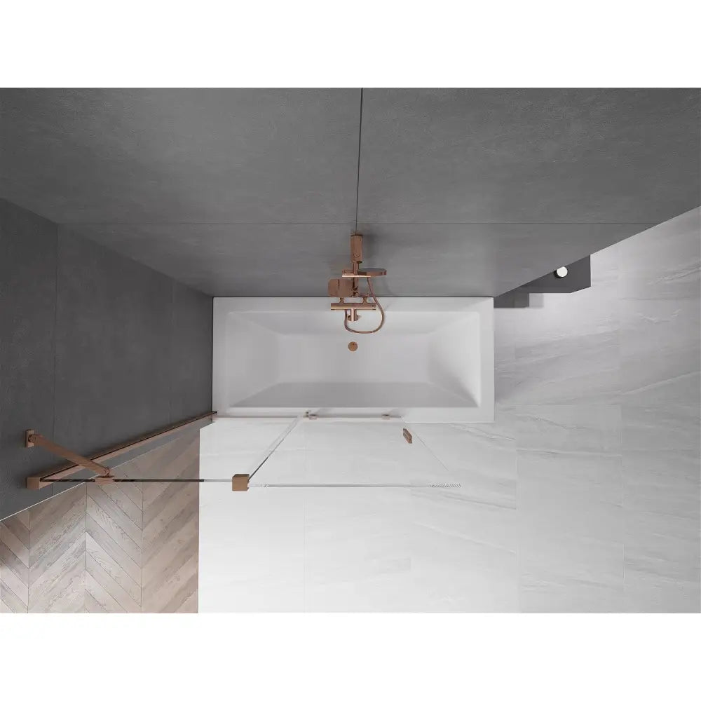 Badekarvegg 2-delt Skyvbar 120x150 Cm Gjennomsiktig Børstet Kobber