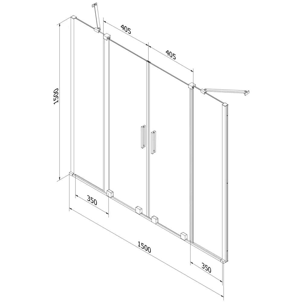 Badekarvegg 2-delt Skyvbar 150x150 Cm Gjennomsiktig Børstet Kobber - 7