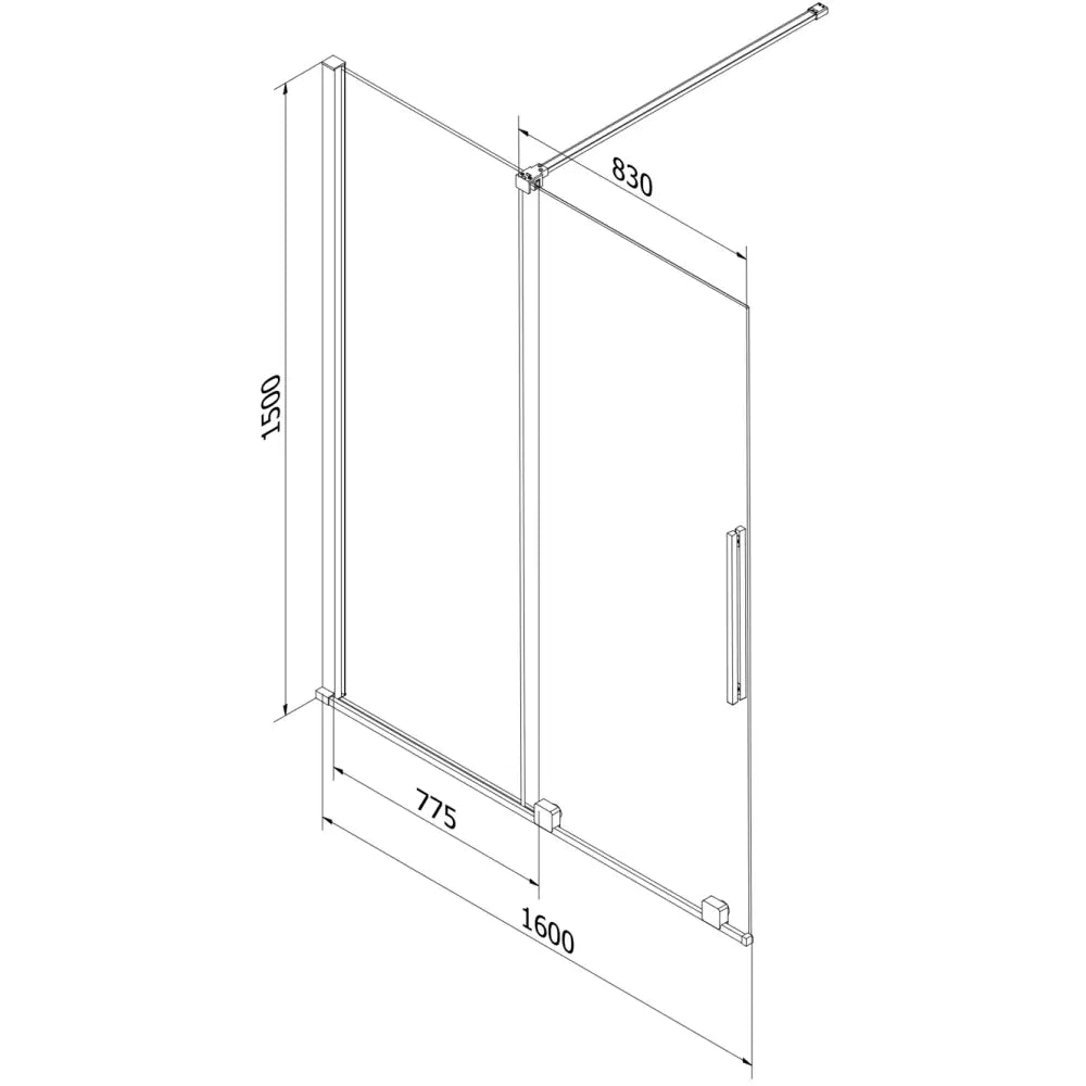 Badekarvegg 2-delt Skyvbar 160x150 Cm Gjennomsiktig Gull - 7