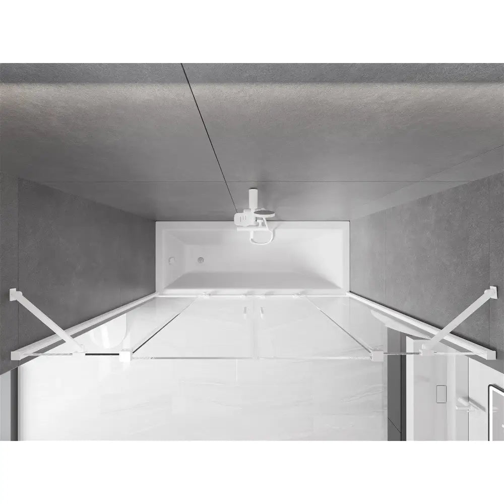 Badekarvegg 2-delt Skyvbar 170x150 Cm Gjennomsiktig Hvit