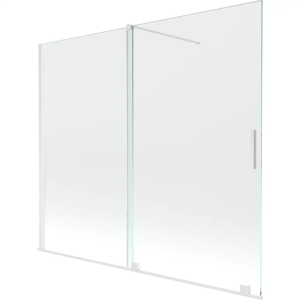 Badekarvegg 2-fold Skyvbar 180x150 Cm Transparent Hvit - 1