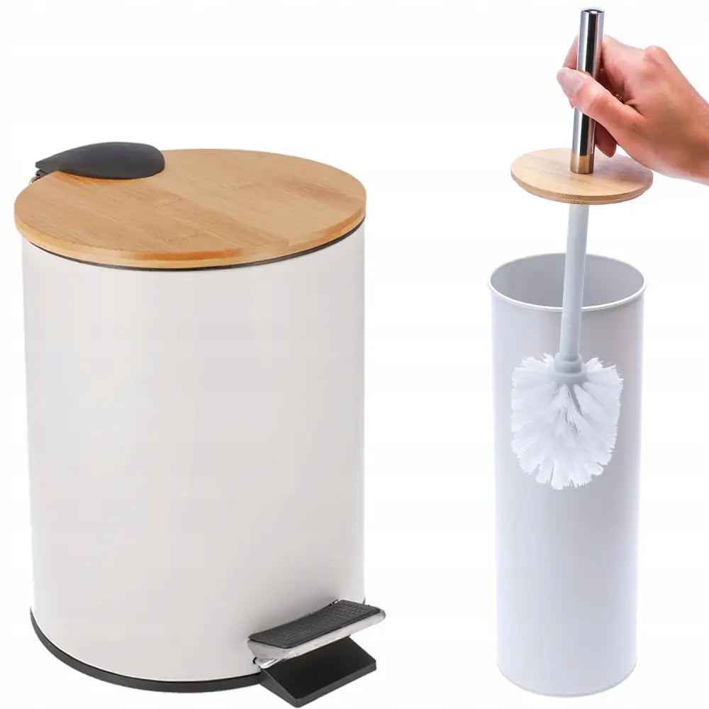 Baderomssett Med Toalettbørste Og Søppelbøtte i Moderne Stil - 1
