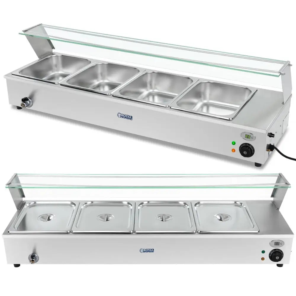 Bain Marie Elektrisk Varmer Med Kran Og Skjold 1800 w 4x Gn 1/2 H. 100 Mm 24 l - 1