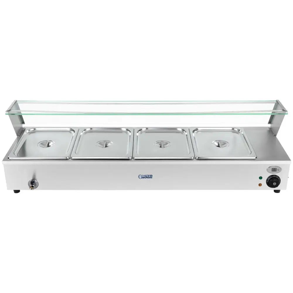 Bain Marie Elektrisk Varmer med Kran og Skjold 1800 w 4x Gn 1/2 H. 100 Mm 24 l