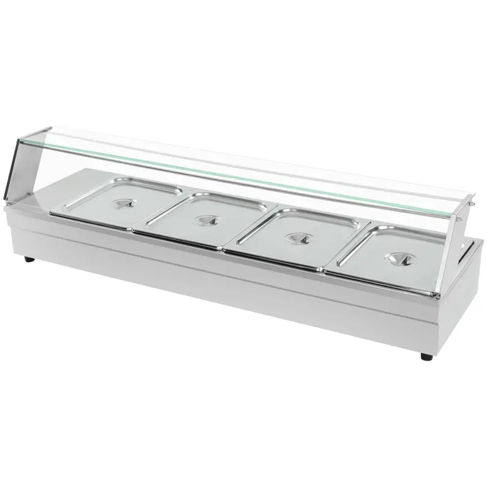 Bain Marie Elektrisk Varmer med Kran og Skjold 1800 w 4x Gn 1/2 H. 100 Mm 24 l