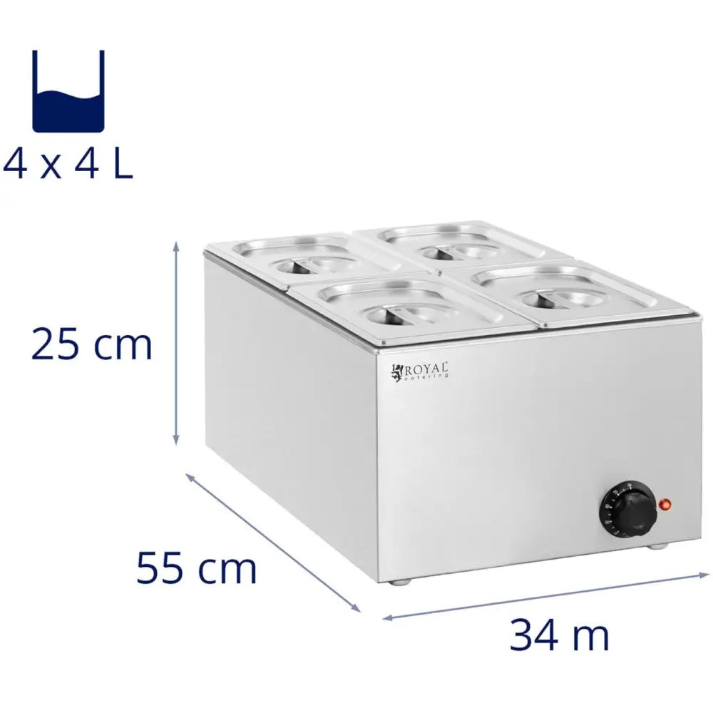 Bain Marie Elektrisk Varmeskap 4 x Gn 1/4 640 w