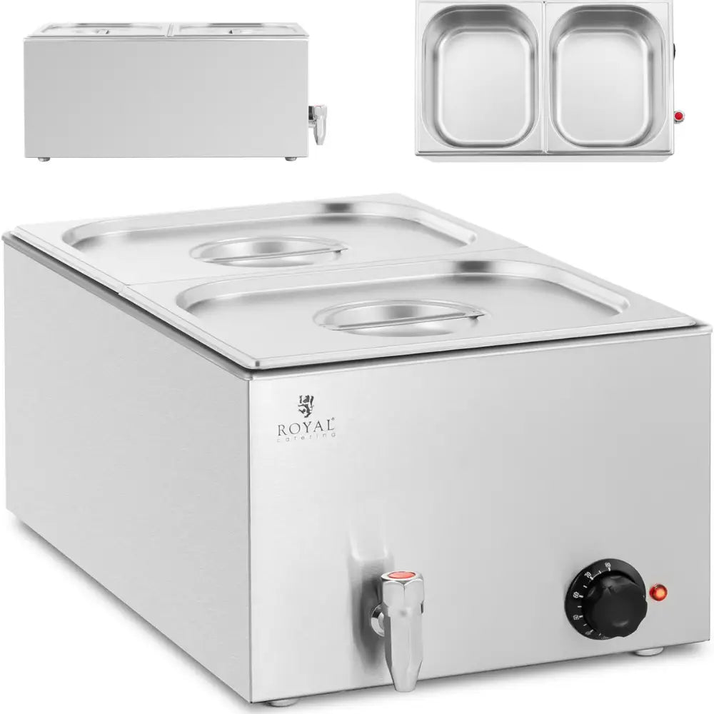 Bain Marie Elektriskvarmere Med Tappekrane 2 x Gn 1/2 600 w - 1