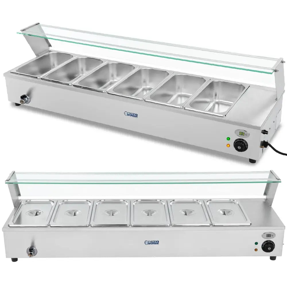 Bain Marie Matvarmer Med Kran Og Beskyttelse 1800 w 6x Gn 1/3 D. 100 Mm 22.8 l - Produsentens Kode: 1011455 - 1