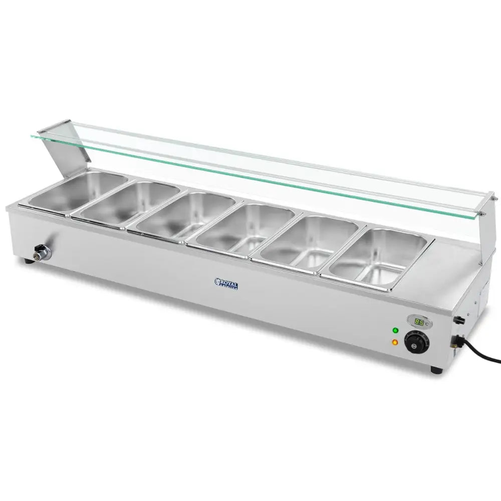 Bain Marie Matvarmer Med Kran Og Beskyttelse 1800 w 6x Gn 1/3 D. 100 Mm 22.8 l - Produsentens Kode: 1011455 - 2