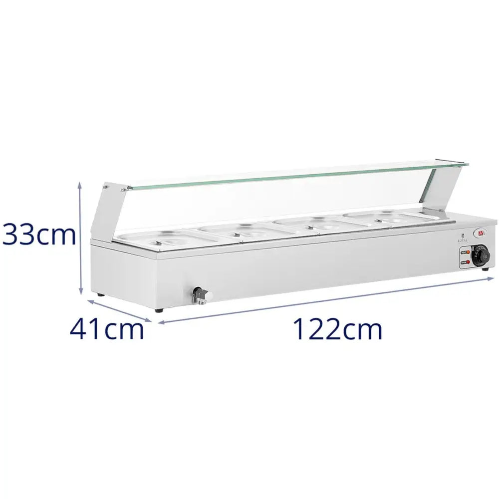 Bain Marie Matvarmerevarmer Buffetvarmer med Skjerm 4 x Gn 1/2 2000 w