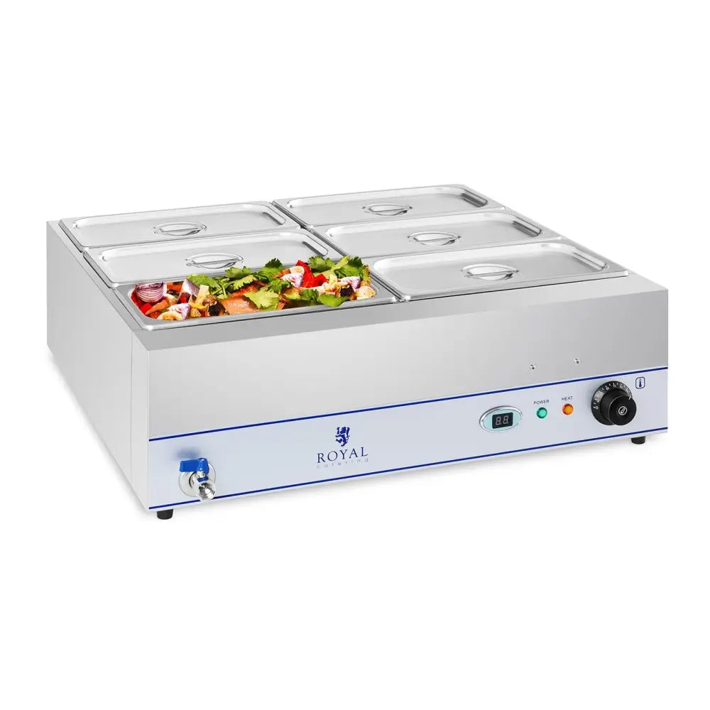 Bain Marie Vannoppvarmer Med Tappekran 6 x Gn 1/3 2000w 230v Royal Catering - 2