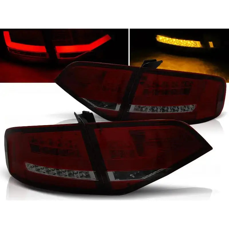 Baklykter Audi A4 B8 08-11 Sedan Red Smoke Led Bar - 1