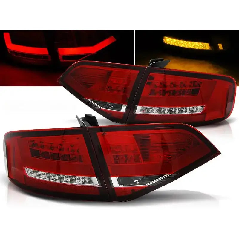 Baklykter Audi A4 B8 08-11 Sedan Red White Led Bar - 1