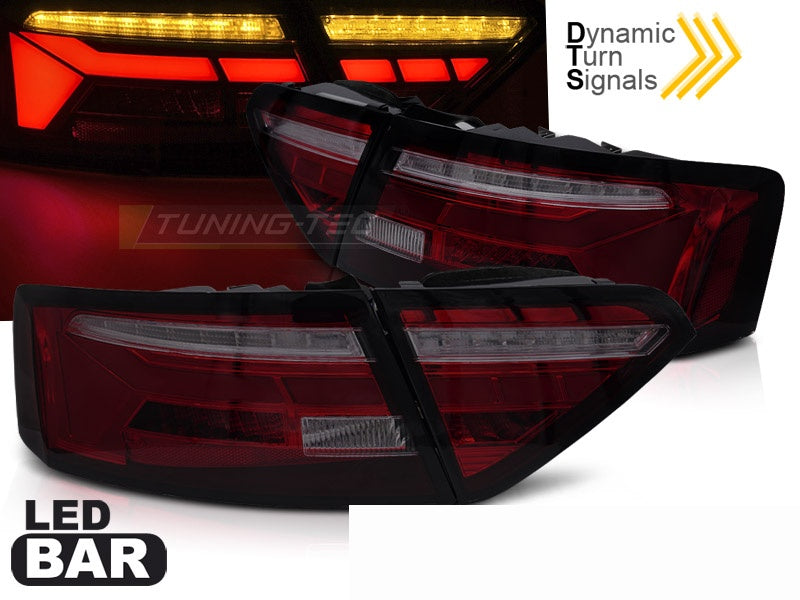 LED Bar baklykter med sekvensiell blinklys til Audi A5 8T smoke finish
