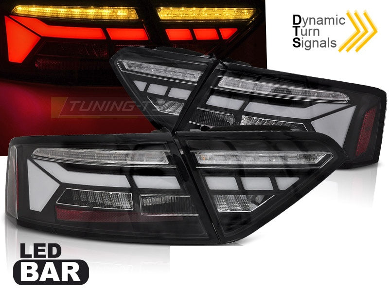 LED bar baklykter svart til Audi A5 8T med sekvensielle blinklys nærbilde