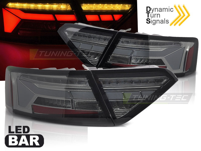 Smoke LED-baklykter til Audi A5 2011–2016 med dynamisk blinklys nærbilde