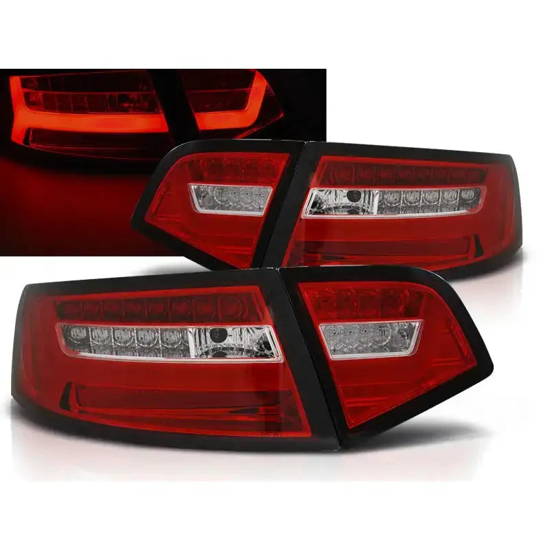 Baklykter Audi A6 08-11 Sedan Red White Led Bar Seq - 1