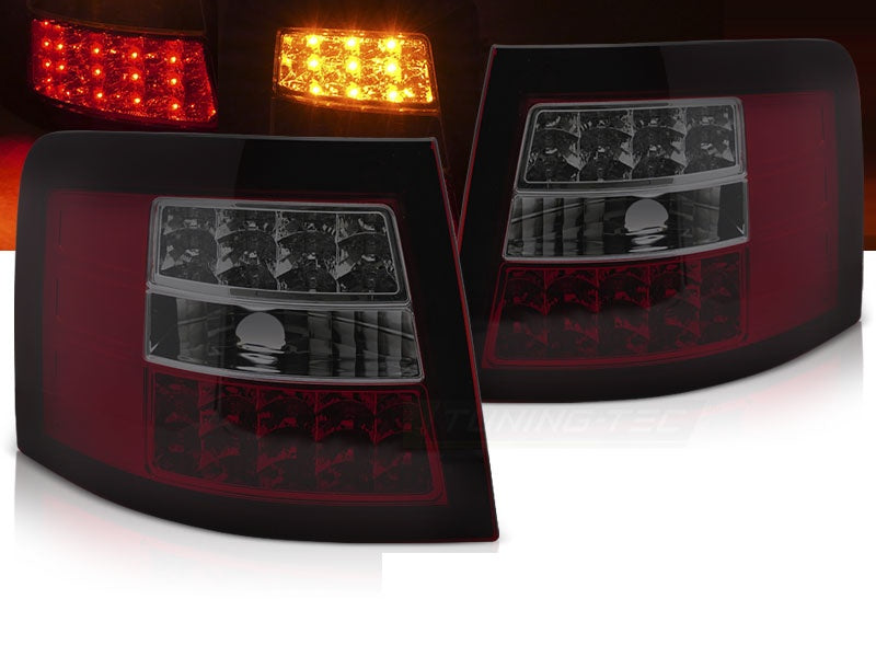 Baklykter med LED-teknologi i rød smoke-finish for Audi A6 C5 Avant