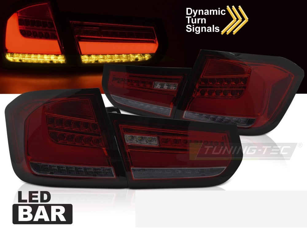 LED bar baklykter BMW F30 2011–2015 med dynamisk blinklys rød smoke finish