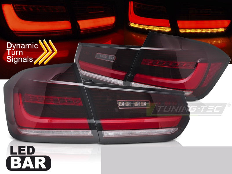 Baklykter BMW F30 2011-2018 LED Bar dynamisk blinklys rød og hvit finish